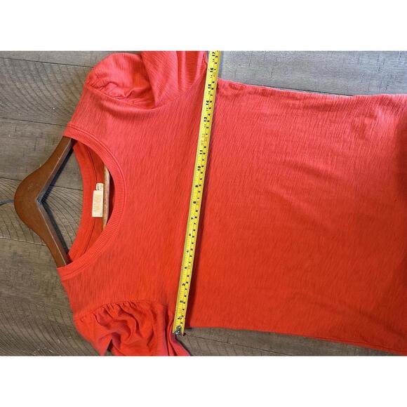 Nation LTD. Loren Peasant Tee Shirt Puff Sleeve 100% Cotton Red/Orange Womens XS - Picture 9 of 13